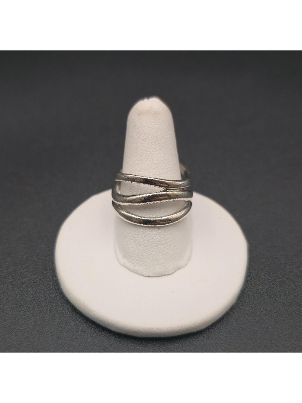 Size 8.75 Sterling Silver Multi-Layer Wave Ring | Interlocking Crossover A8599